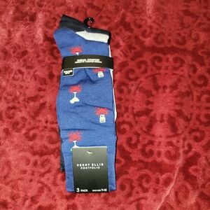 Perry Ellis Men's Blue Socks Size 7-12 3-Pack